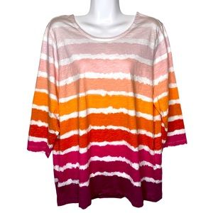 CJ Banks Women's Ombré Striped Top Sz 1X‎